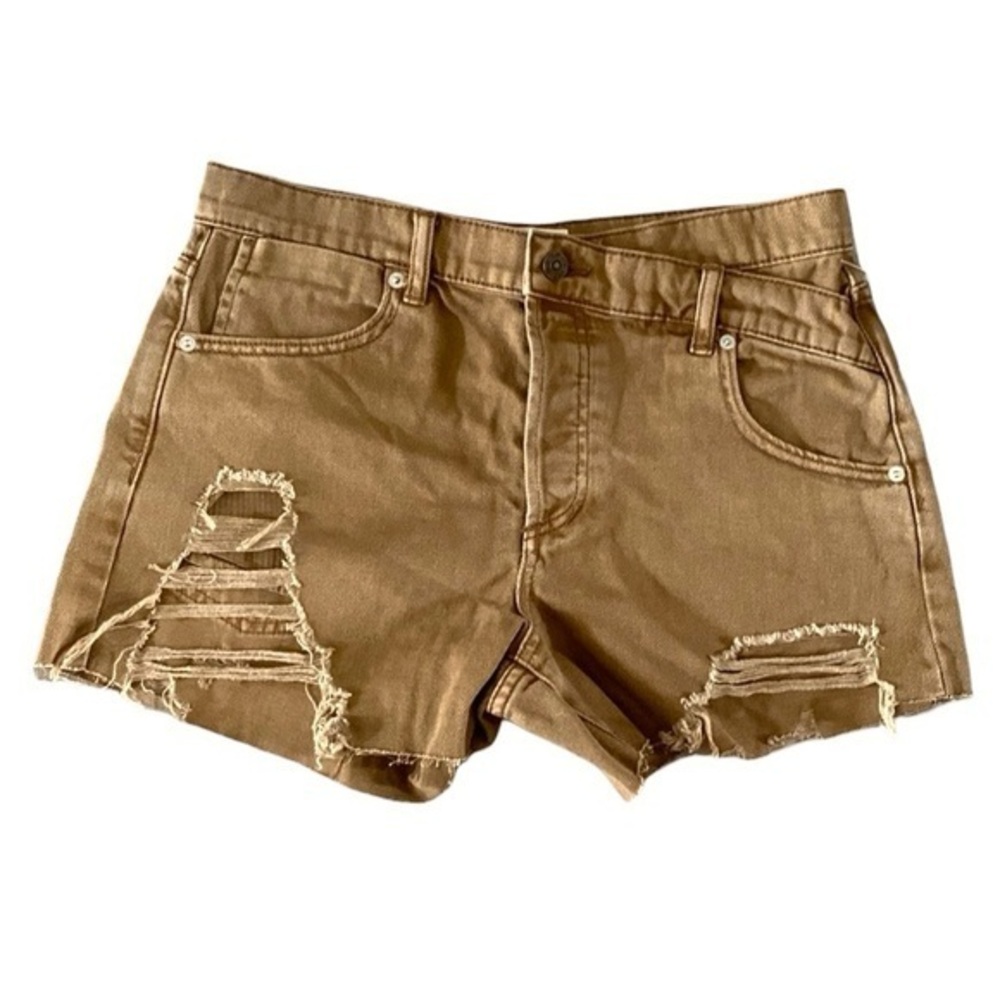Free People Tan Distressed Jean Shorts NWOT